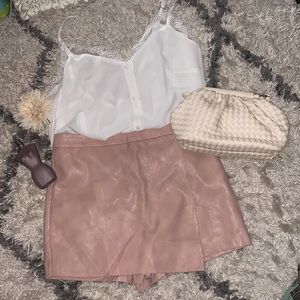 FAUX LEATHER Blush skort -ONLY- Additional items pictured for styling purpose